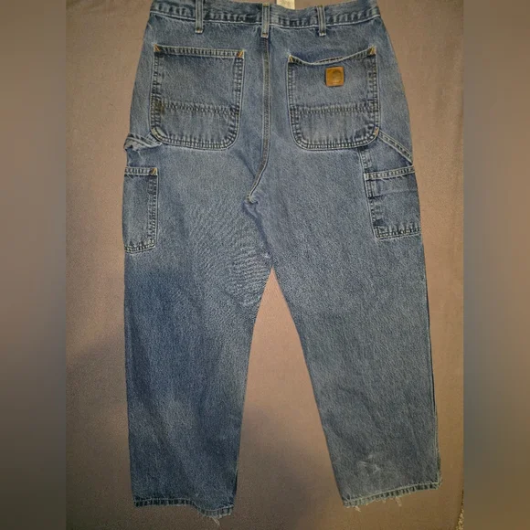 Carhartt B13 DPS Dark Pre-Washed Loose Fit Washed Logger Jeans 34x30 - Picture 4 of 5